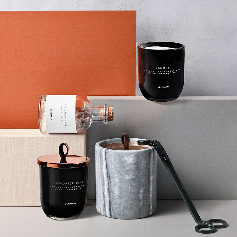 M&Scent nagykereskedés luxus egyedi dekoráció saját márkás fekete üvegkristály illatú szójaviasz gyertyák