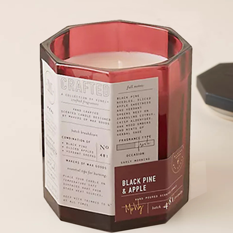 M&Scent egyedi luxus fa fedél pamut kanóc üvegedény szója viasz keverék őszi kézműves üveggyertya