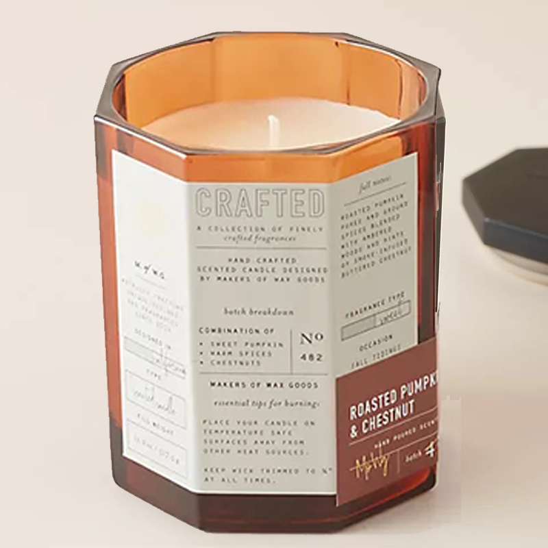 M&Scent egyedi luxus fa fedél pamut kanóc üvegedény szója viasz keverék őszi kézműves üveggyertya