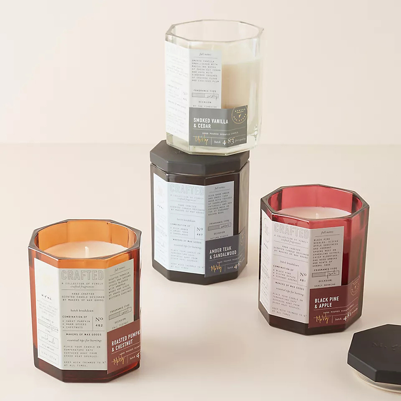 M&Scent egyedi luxus fa fedél pamut kanóc üvegedény szója viasz keverék őszi kézműves üveggyertya