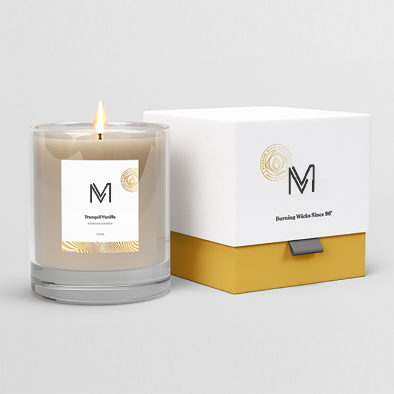 M&Scent nagykereskedelmi gyár közvetlenül luxus saját márkás szójaviasz illatgyertyák dobozával ömlesztve