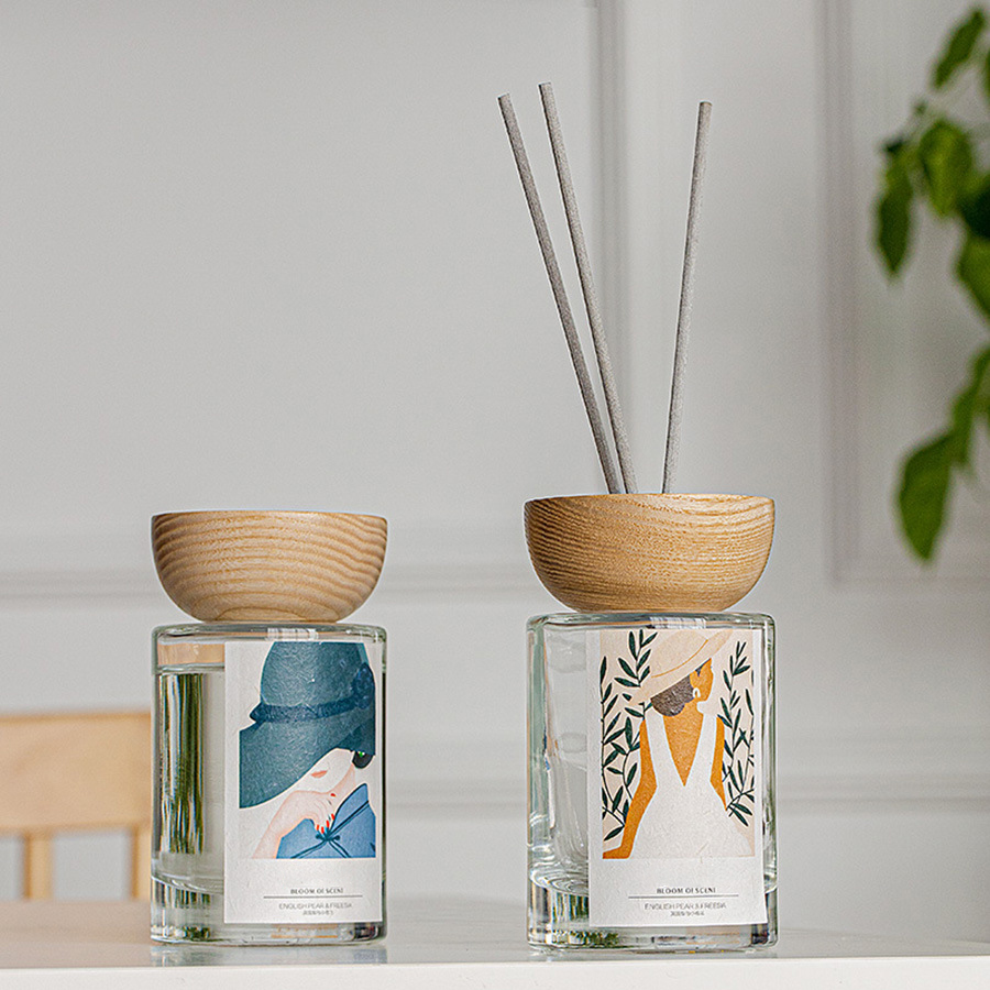 M&Scent nagykereskedelmi saját márkás üvegpalackos náddiffúzor készletek dugóval