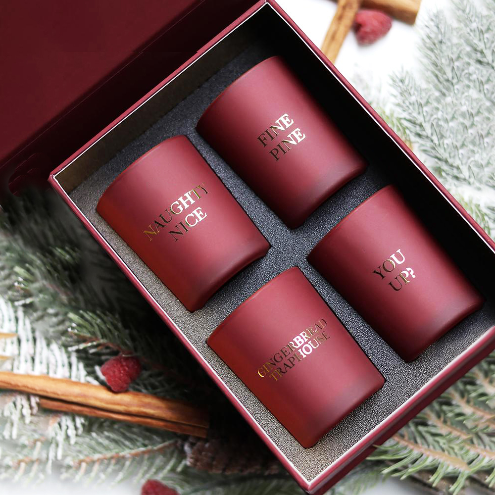 M&Scent luxus saját márkás lakberendezési aroma illatos gyertya ajándék készlet 4 darabból