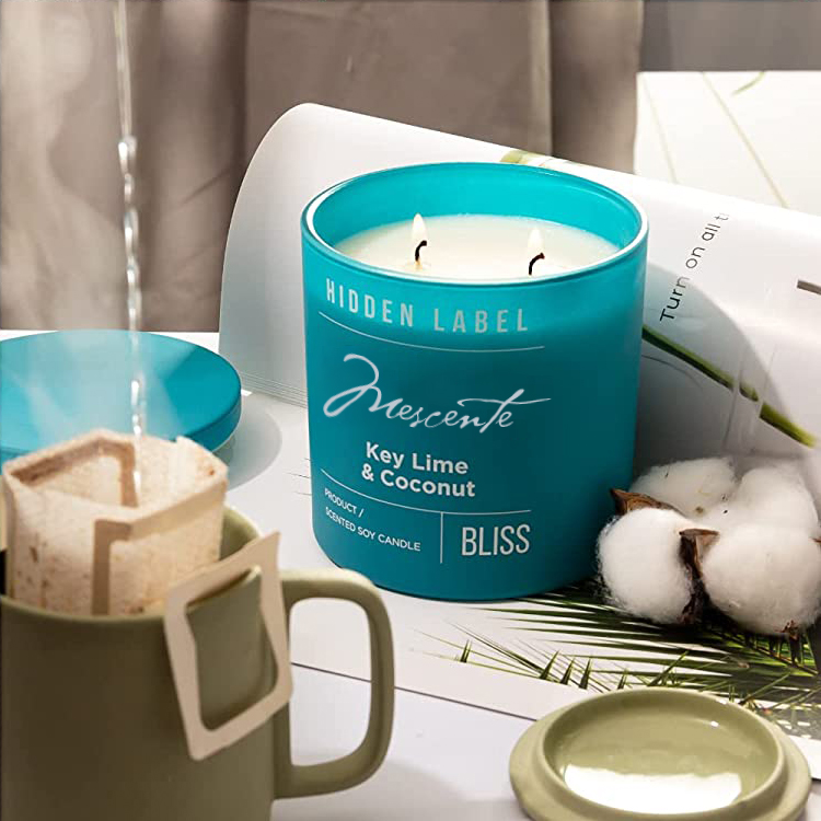 M&Scent nagykereskedelmi luxus privát márkás fekete tégelyes illatos szójaviasz gyertyák kristályokkal