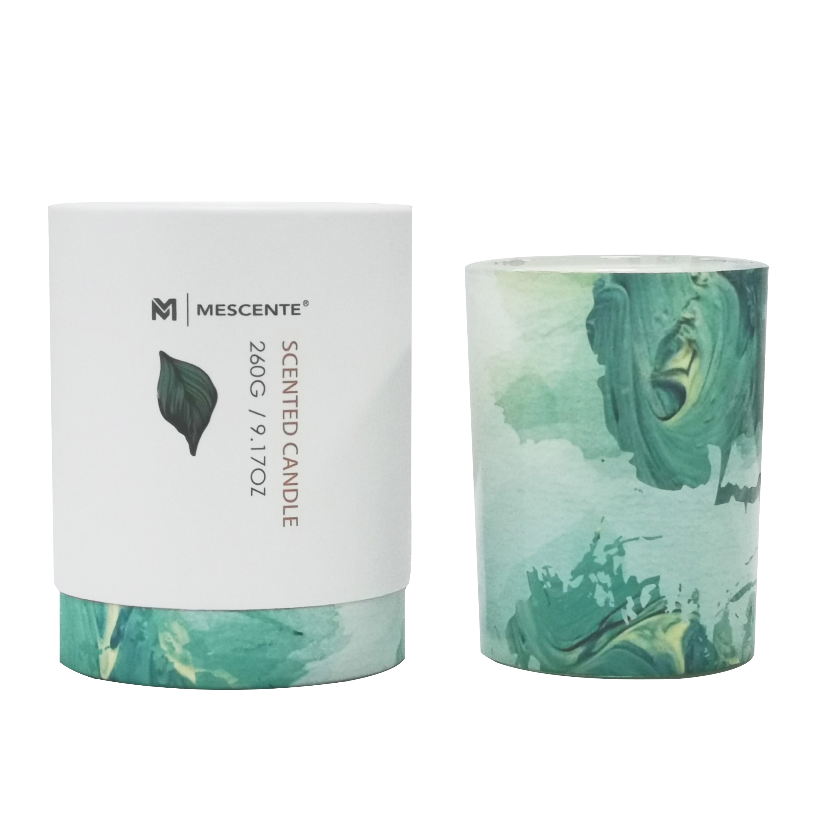 M&Scent nagykereskedelmi saját márkás zöld üvegedényes pálmagyertya, spirituális gyertyák