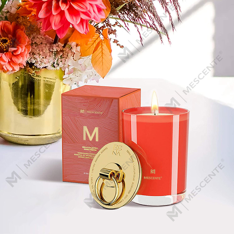 M&Scent luxus fehér szójaviasz logó, személyre szabott esküvői illatos gyertyák, egyedi tábori gyertya