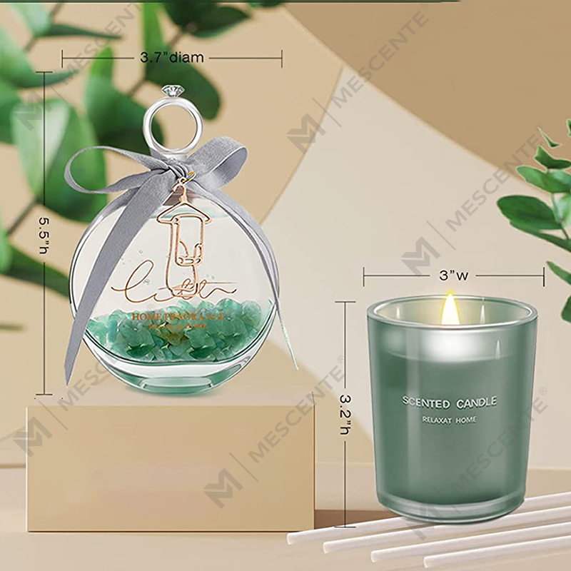 M&Scent citrombazsalikom illatos olajos nád diffúzor és illatos gyertya ajándék készlet botokkal otthonra