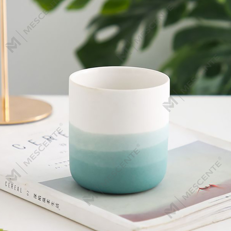 M&Scent dekoratív kerámia kék-fehér váza kúpos teamécses gyertyatartó, lámpások és gyertyatartók