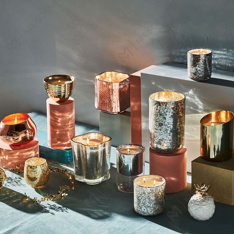 Nagykereskedelmi Egyedi Olcsó Üveg Paraffin Viasz Religious Deco Mercury illatos gyertyák