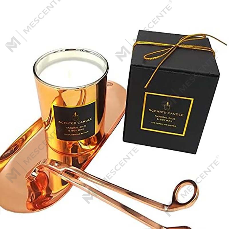 Új luxus, erős illatú természetes szója arany fém fedelű Rose Gold üvegedény, relaxáló aromaterápiás gyertya