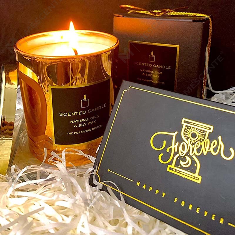 Új luxus, erős illatú természetes szója arany fém fedelű Rose Gold üvegedény, relaxáló aromaterápiás gyertya