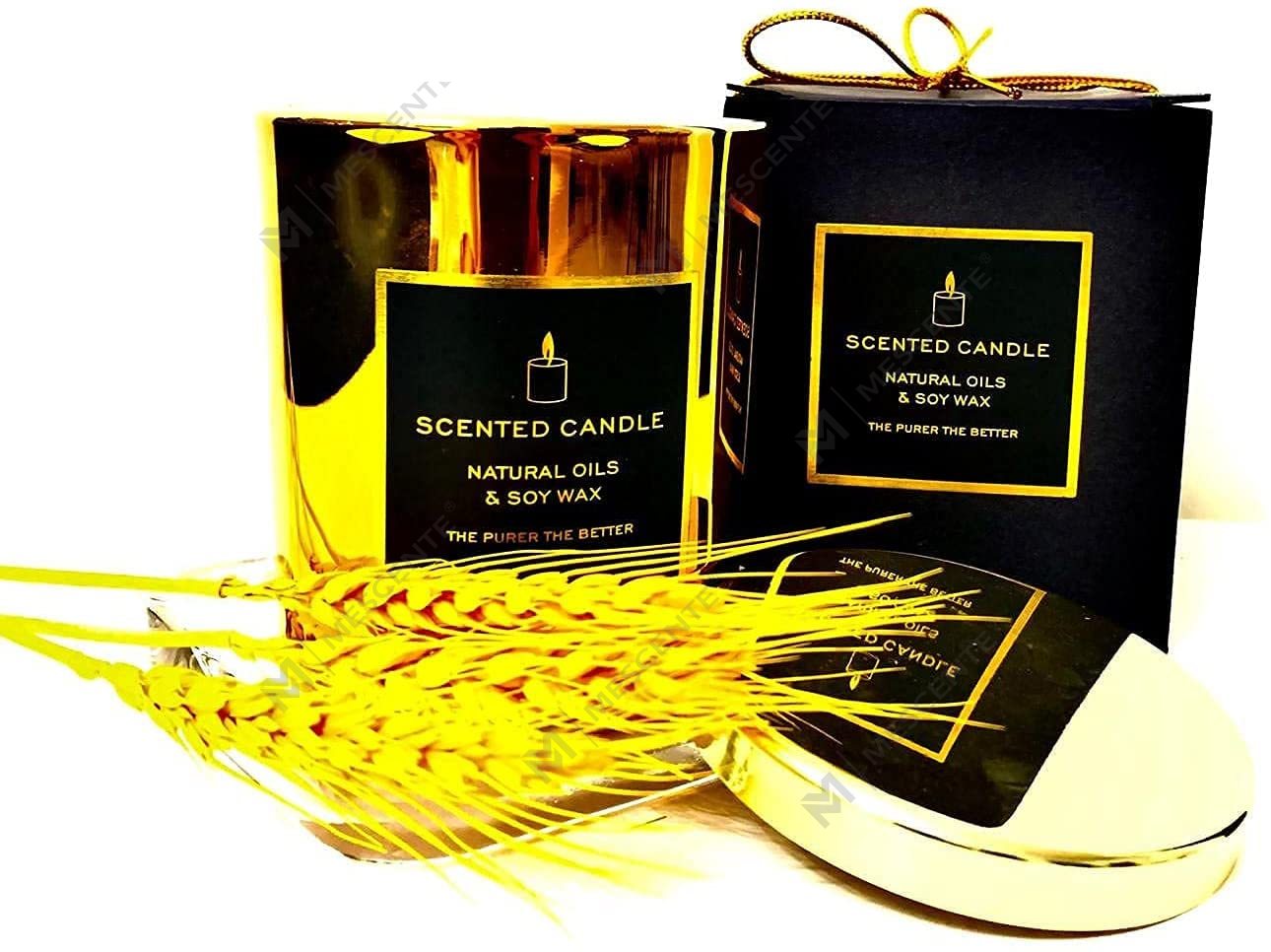 Új luxus, erős illatú természetes szója arany fém fedelű Rose Gold üvegedény, relaxáló aromaterápiás gyertya