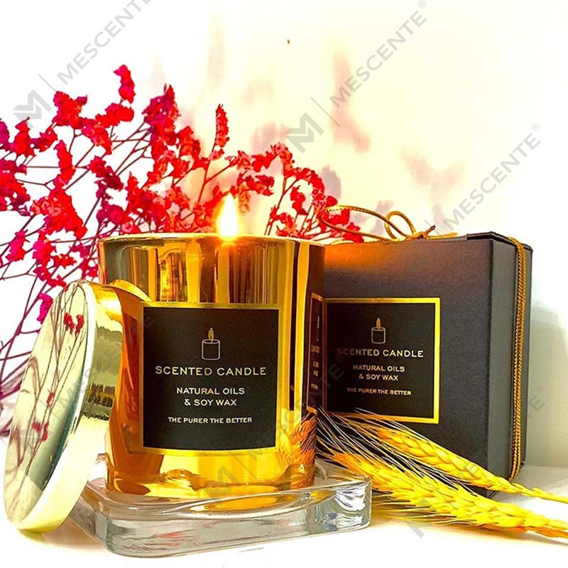 Új luxus, erős illatú természetes szója arany fém fedelű Rose Gold üvegedény, relaxáló aromaterápiás gyertya