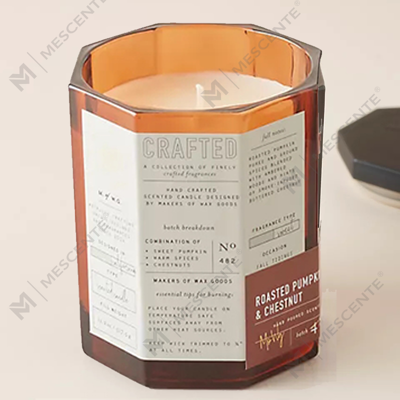 M&Scent egyedi luxus fa fedél pamut kanóc üvegedény szójaviasz keverék őszi kézműves üveggyertya