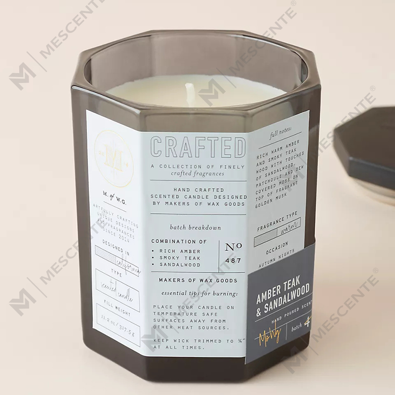 M&Scent egyedi luxus fa fedél pamut kanóc üvegedény szójaviasz keverék őszi kézműves üveggyertya